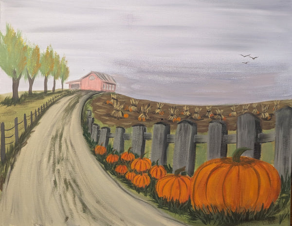 "Pumpkin Alley" Paint on CANVAS w/ Tessa (Saturday, November 22nd - 5:00pm)